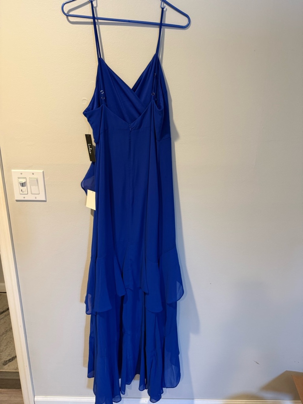 Lulu's Royal Blue High-Low Ruffle Wrap Dress - Picture 2 of 3